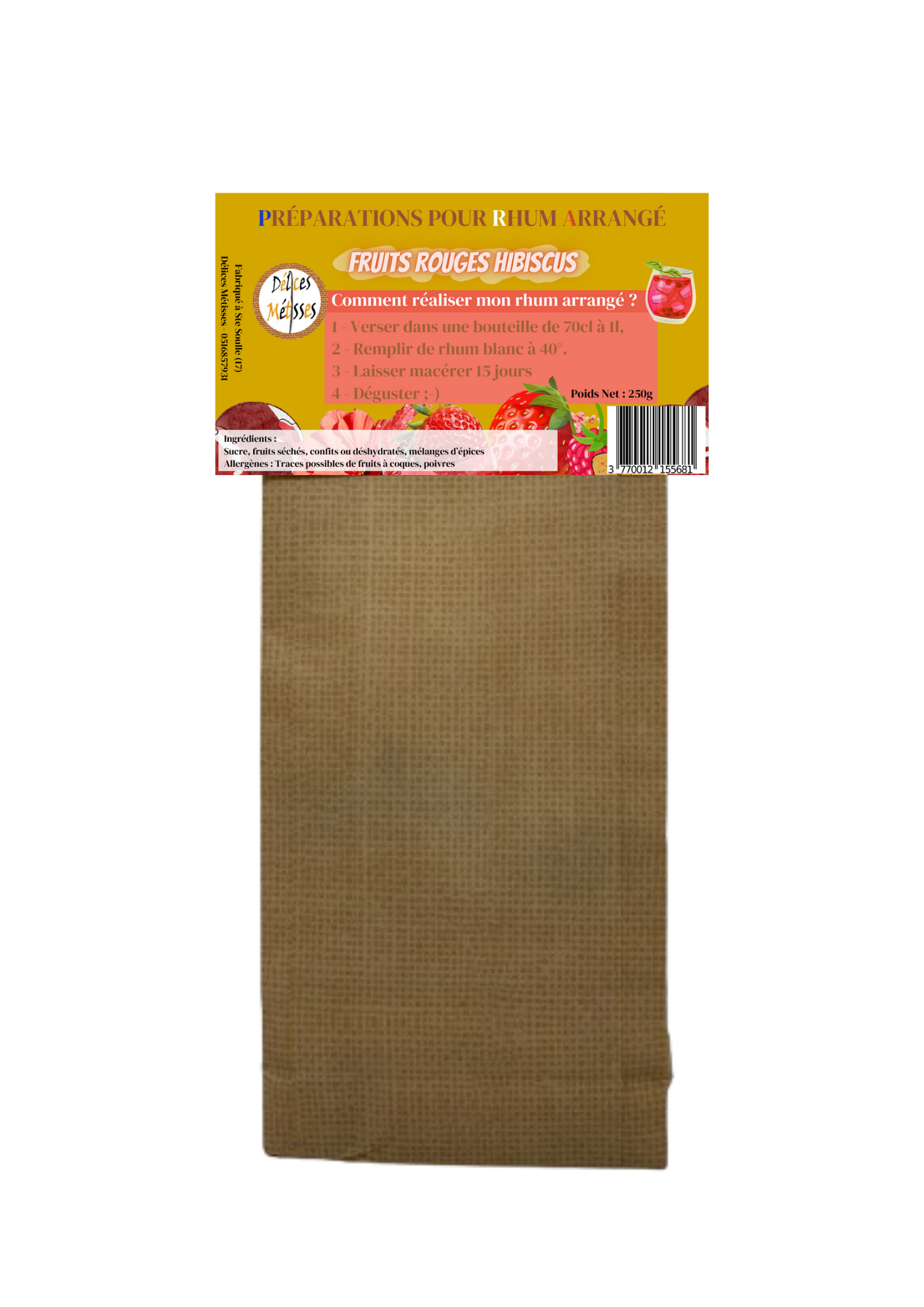 NOUVEAU ! Préparation pour Rhum Arrangé Fruits Rouge Hibiscus "Pocket"