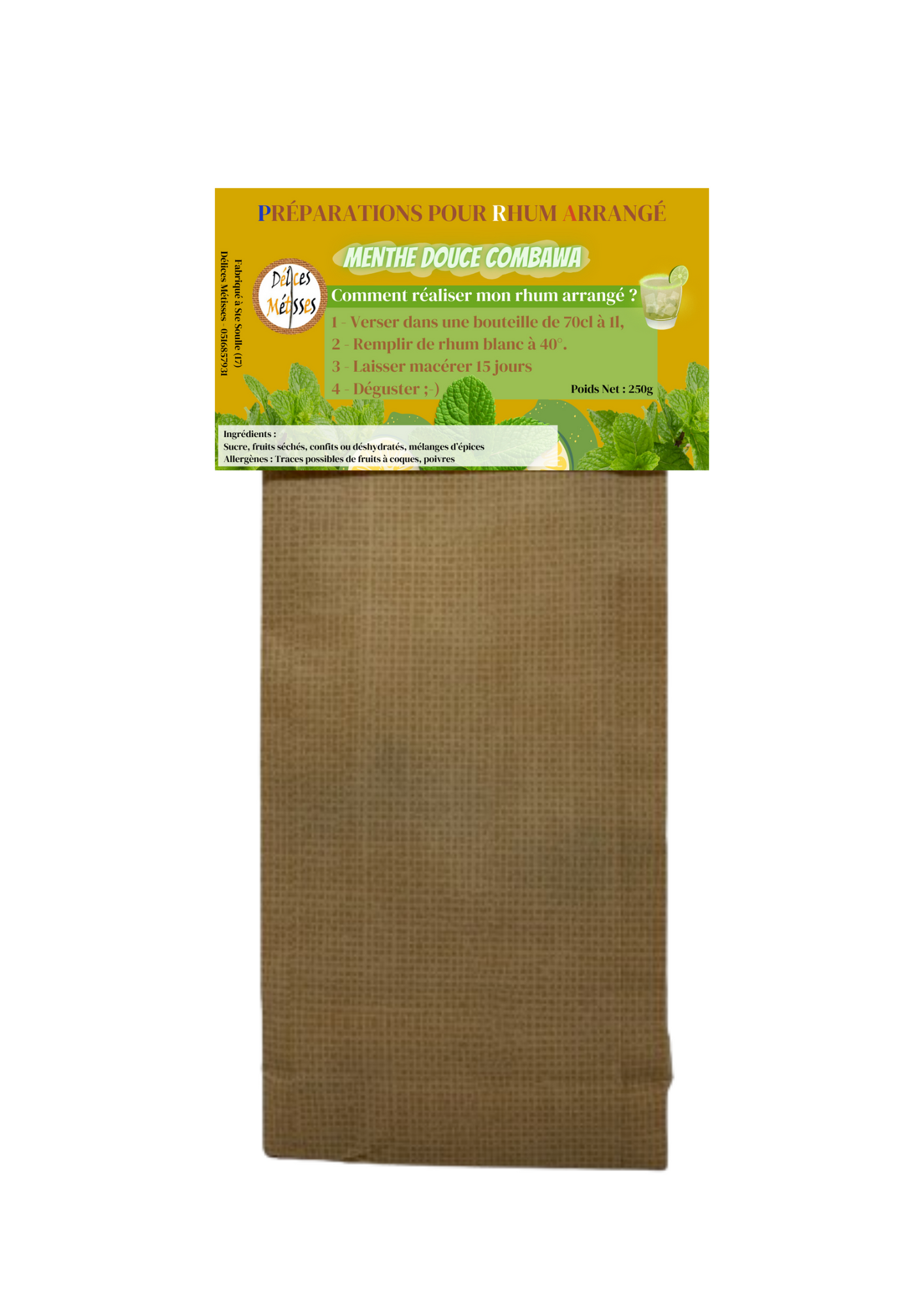 NOUVEAU ! Préparation pour Rhum Arrangé Menthe Douce Combawa "Pocket"