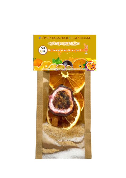 NOUVEAU !  Préparation pour Rhum Arrangé Orange Citron Passion "Pocket"